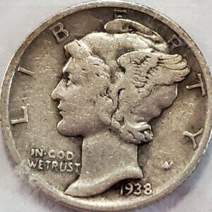 1938-D Lady Liberty Silver Dime, highly sought after!!!